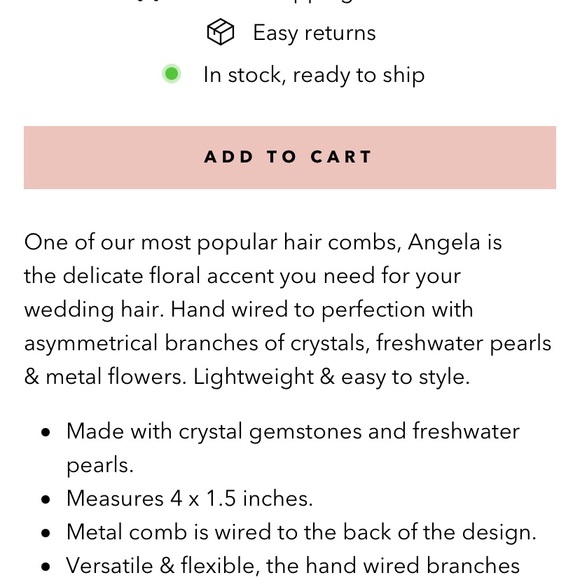 Dareth Colburn bridal hair comb - Angela - Picture 3 of 8